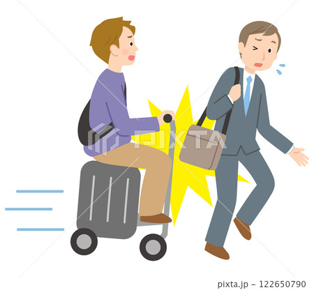 電動スーツケースに乗る人が、歩行者に衝突 事故 電動スーツケースに乗る人が、歩行者に衝突 事故 122650790