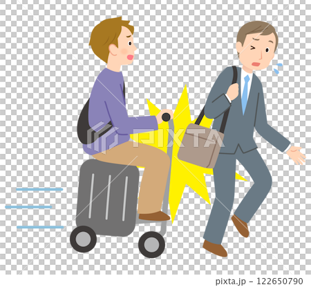 電動スーツケースに乗る人が、歩行者に衝突 事故 電動スーツケースに乗る人が、歩行者に衝突 事故 122650790