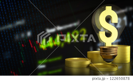 The Gold dollar symbol in Light Bulb for Business concept 3d rendering. 122650878