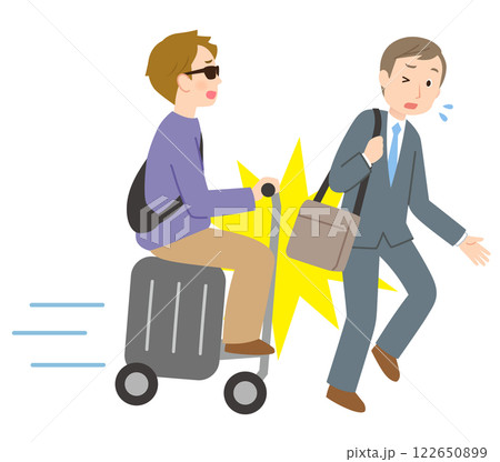 電動スーツケースに乗る人が、歩行者に衝突 事故 電動スーツケースに乗る人が、歩行者に衝突 事故 122650899