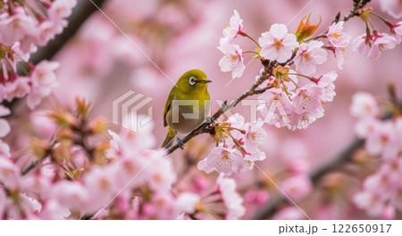 桜とメジロ 122650917