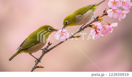桜とメジロ 桜とメジロ 122650919