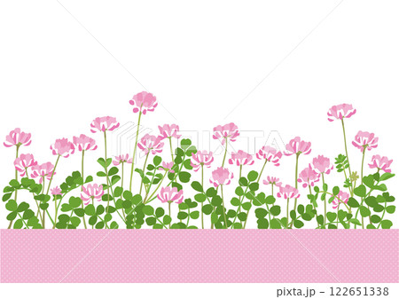 満開のれんげ畑 背景イラスト ピンクドットのフッターデザイン 満開のれんげ畑 背景イラスト ピンクドットのフッターデザイン 122651338