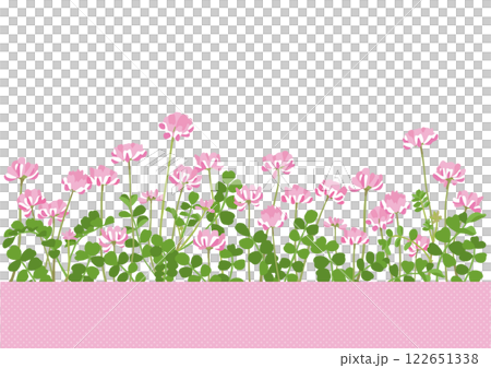満開のれんげ畑 背景イラスト ピンクドットのフッターデザイン 満開のれんげ畑 背景イラスト ピンクドットのフッターデザイン 122651338