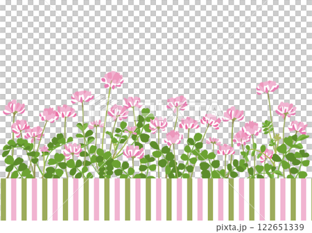 満開のれんげ畑 背景イラスト 春色ストライプのフッターデザイン 満開のれんげ畑 背景イラスト 春色ストライプのフッターデザイン 122651339