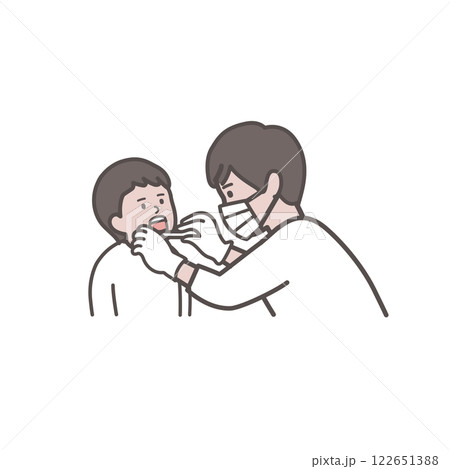 歯科検診を受ける男の子の上半身イラスト 歯科検診を受ける男の子の上半身イラスト 122651388