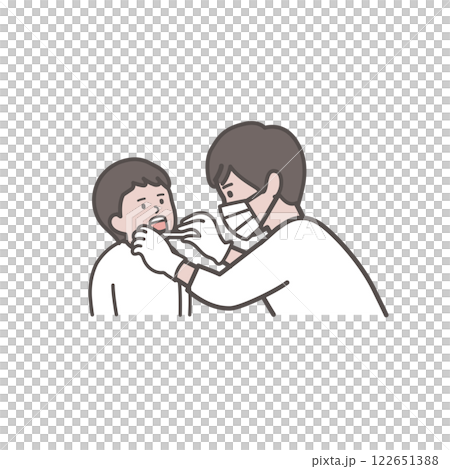 歯科検診を受ける男の子の上半身イラスト 歯科検診を受ける男の子の上半身イラスト 122651388