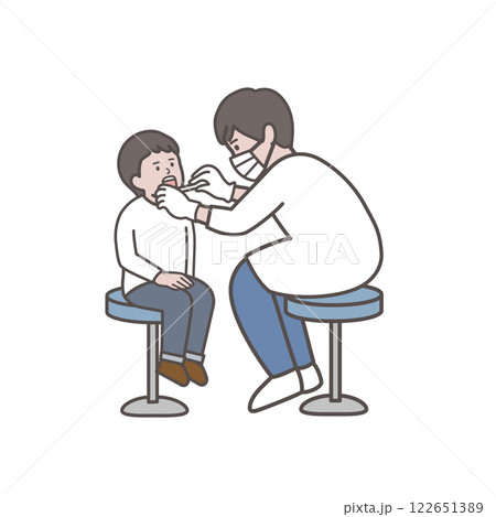 歯科検診を受ける男の子の全身イラスト 歯科検診を受ける男の子の全身イラスト 122651389