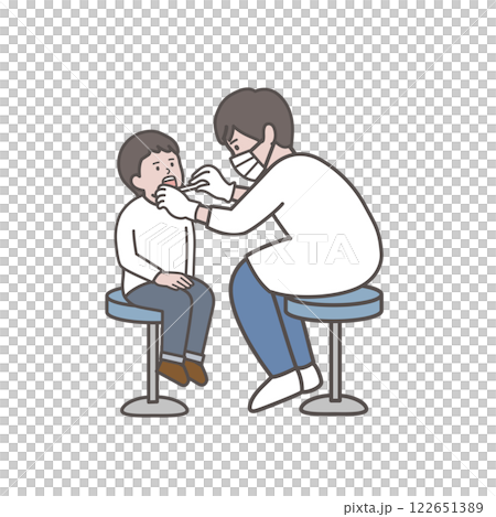 歯科検診を受ける男の子の全身イラスト 歯科検診を受ける男の子の全身イラスト 122651389