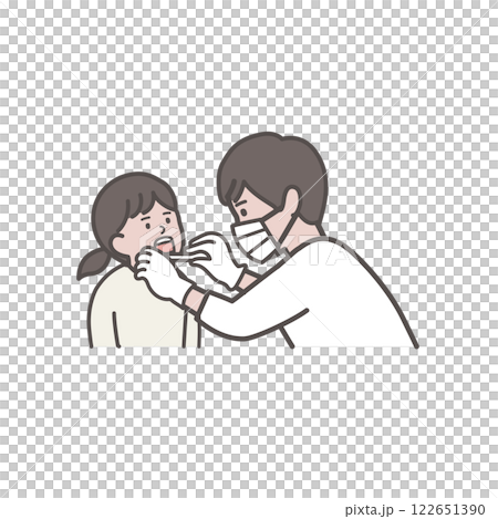 正在接受牙科檢查的女孩的上半身插圖 122651390
