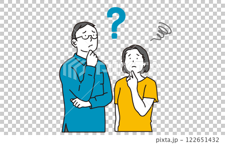 陷入困境的中年夫婦的插畫素材 122651432