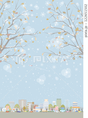 雪景色の街並みのイラスト. 122651502