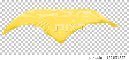 Watercolor Slice Melted Cheddar Cheese Single Isolated Illustration for Print and Web	 122651875