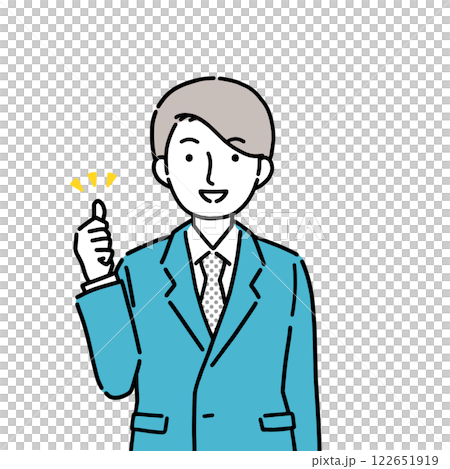 A young man in a suit giving a thumbs up 122651919