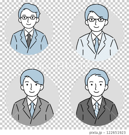 Various facial expression icons of men in suits 122651923