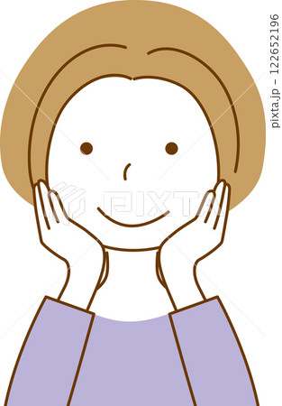 笑顔で喜ぶ女性の上半身イラスト 122652196