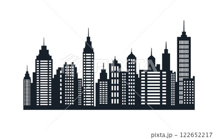 Silhouette of Cityscape Skyscrapers Buildings Landscape Wallpaper in Modern City Town 122652217