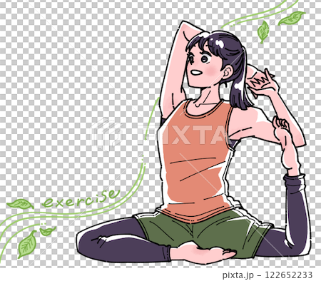 Illustration of a woman doing digital detox and yoga 122652233