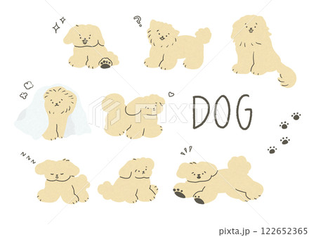 犬の手書きイラストセット|茶色 犬の手書きイラストセット|茶色 122652365