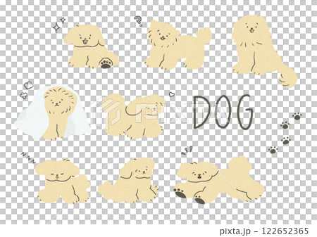 犬の手書きイラストセット|茶色 犬の手書きイラストセット|茶色 122652365
