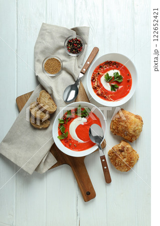 Tomato soup, concept of healthy food, healthy nutrition Tomato soup, concept of healthy food, healthy nutrition 122652421