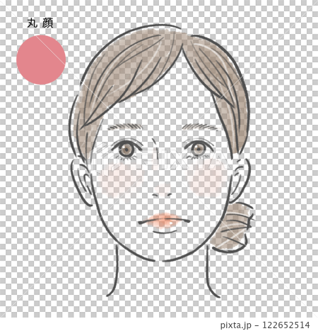 A woman with a round face and makeup 122652514
