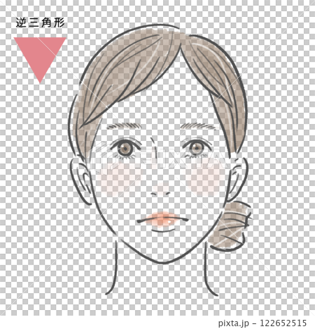 A woman with an inverted triangle face wearing makeup 122652515