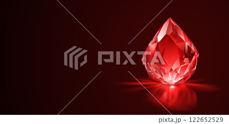 Red gemstone on black background. Red gemstone on black background. 122652529