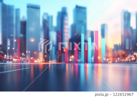 Colorful abstract cityscape with digital elements 122652967