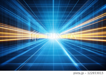 Futuristic digital grid with glowing lines 122653013