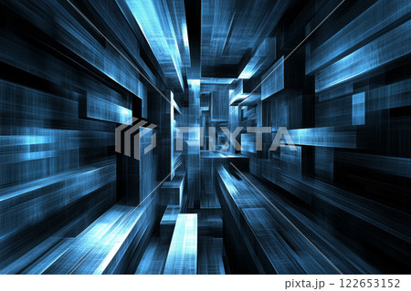 Abstract digital technology background with blue chaos 122653152