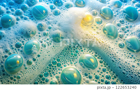 Soap foam dynamics, motion, soluble components, shape, structure 122653240