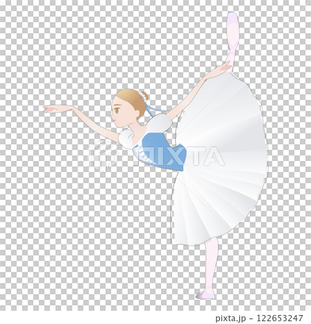 ダンサーのイラスト_ジゼルを踊るバレリーナのイメージ 122653247
