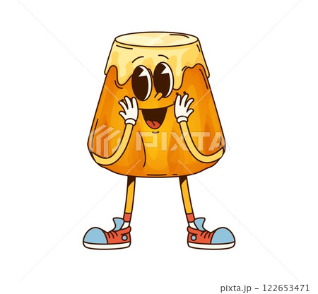 Funny groovy pudding cake dessert character with happy face, vector pastry emoji. Groovy pudding or jelly cake with kawaii shy smile for pastry or patisserie sweet dessert cartoon character Funny groovy pudding cake dessert character with happy face, vector pastry emoji. Groovy pudding or jelly cake with kawaii shy smile for pastry or patisserie sweet dessert cartoon character 122653471