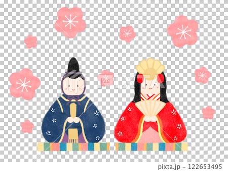 ひな祭りの雛人形のイラスト　和風 122653495
