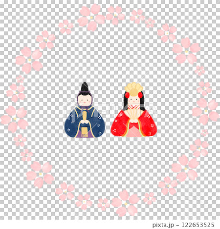 ひな祭りの雛人形のイラスト　和風 122653525