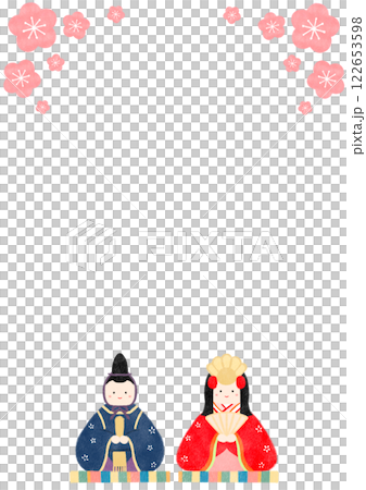 ひな祭りの雛人形のイラスト　和風 122653598