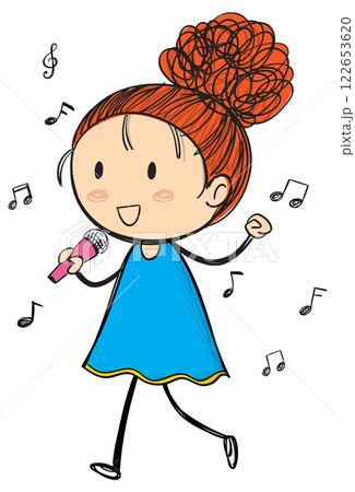 Joyful Singing Girl with Microphone 122653620