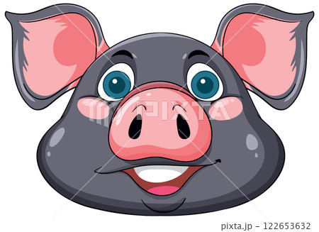 Smiling Cartoon Pig Face Illustration 122653632