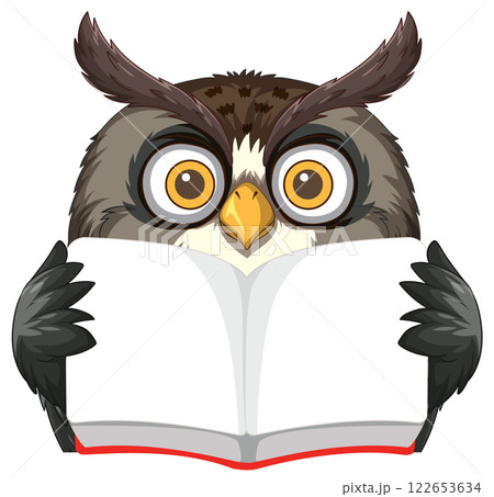 Wise Owl Reading a Book 122653634