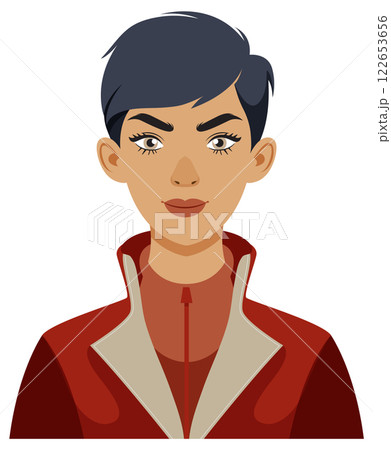 Confident Woman in Red Jacket 122653656