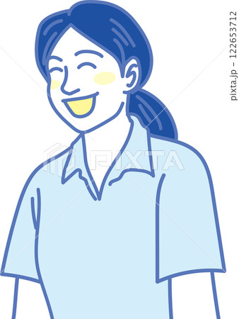 介護イラスト _笑顔の若い介護士_青黄 122653712