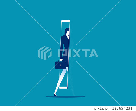 Business person with digital evolution. Business technology vector flat style Business person with digital evolution. Business technology vector flat style 122654231
