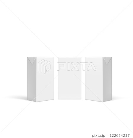 Blank White Carton Box Packaging Mockup Set Vector 122654237