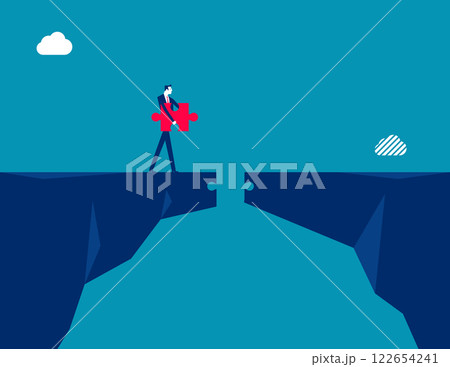 Business with bridging the gap. Business puzzle vector flat style Business with bridging the gap. Business puzzle vector flat style 122654241