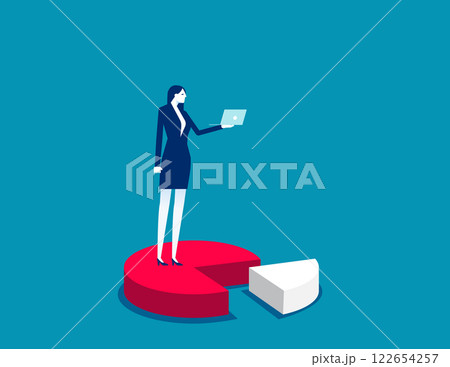 Business bull market and pie chart vector flat style 122654257