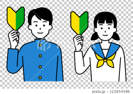 一組持有初學者成績的男女學生 122654396