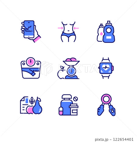 Smart diet - line design style icons set Smart diet - line design style icons set 122654401