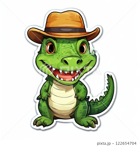 the AI Image Generator, Crocodile Wearing a Cowboy Hat with a Fun Expression 122654704