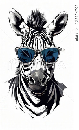 AI Image Generator, Stylish Zebra Wearing Sunglasses Displaying Cool 122654709